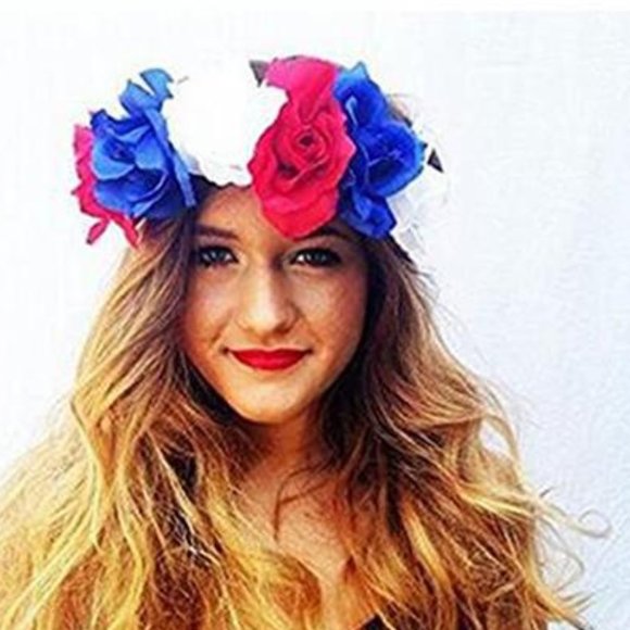 Floral Fall Rose Holiday Crown Festival Headbands Hippie Flower Headpiece White